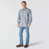 Camisa masculina de manguitos longos em sarja xadrez, corte largo - Camisas resistentes ao fogo