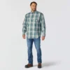 Camisa masculina de manguitos longos em sarja xadrez, corte largo - Camisas resistentes ao fogo