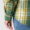 Camisa masculina de manguitos longos em sarja xadrez, corte largo - Camisas resistentes ao fogo