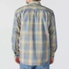 Camisa masculina de manguitos longos em sarja xadrez, corte largo - Camisas resistentes ao fogo