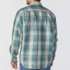 Camisa masculina de manguitos longos em sarja xadrez, corte largo - Camisas resistentes ao fogo