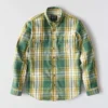 Camisa masculina de manguitos longos em sarja xadrez, corte largo - Camisas resistentes ao fogo