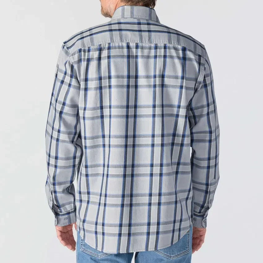 Camisa masculina de manguitos longos em sarja xadrez, corte largo - Camisas resistentes ao fogo