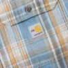 Camisa masculina de manguitos longos em sarja xadrez, corte largo - Camisas resistentes ao fogo