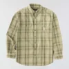 Camisa masculina de manguitos longos em sarja xadrez, corte largo - Camisas resistentes ao fogo