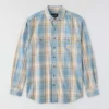 Camisa masculina de manguitos longos em sarja xadrez, corte largo - Camisas resistentes ao fogo