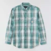 Camisa masculina de manguitos longos em sarja xadrez, corte largo - Camisas resistentes ao fogo