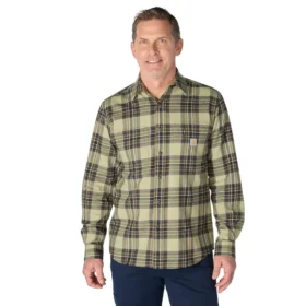 Camisa xadrez de manguitos longos em flanela de peso médio, com corte descontraído Rugged Flex™