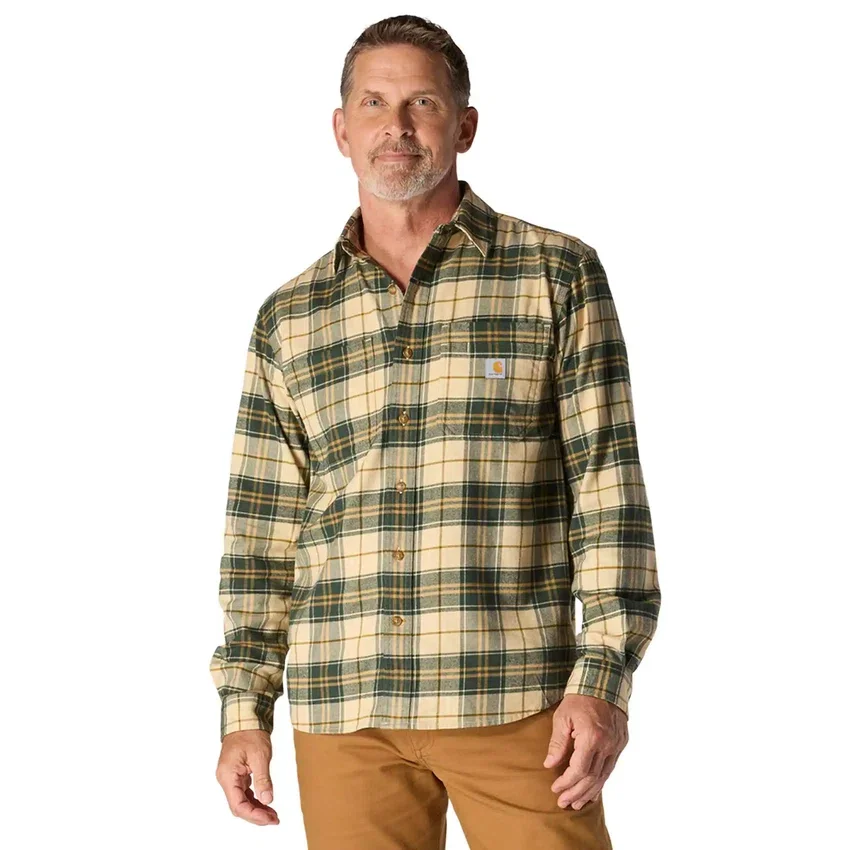Camisa xadrez de manguitos longos em flanela de peso médio, com corte descontraído Rugged Flex™
