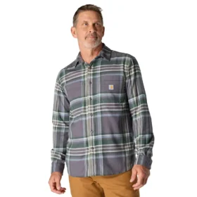 Camisa xadrez de manguitos longos em flanela de peso médio, com corte descontraído Rugged Flex™