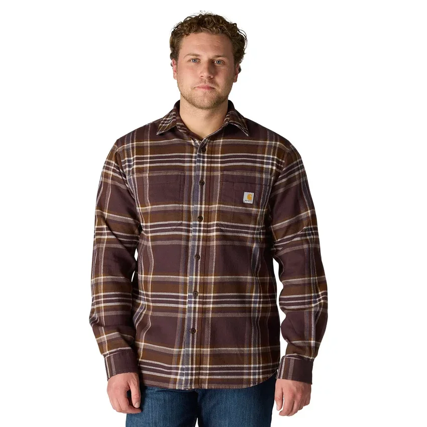 Camisa xadrez de manguitos longos em flanela de peso médio, com corte descontraído Rugged Flex™