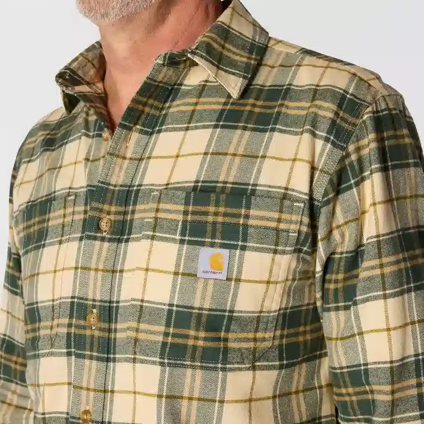 Camisa xadrez de manguitos longos em flanela de peso médio, com corte descontraído Rugged Flex™
