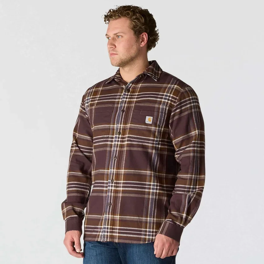 Camisa xadrez de manguitos longos em flanela de peso médio, com corte descontraído Rugged Flex™