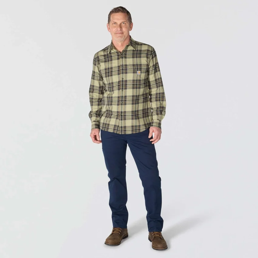 Camisa xadrez de manguitos longos em flanela de peso médio, com corte descontraído Rugged Flex™