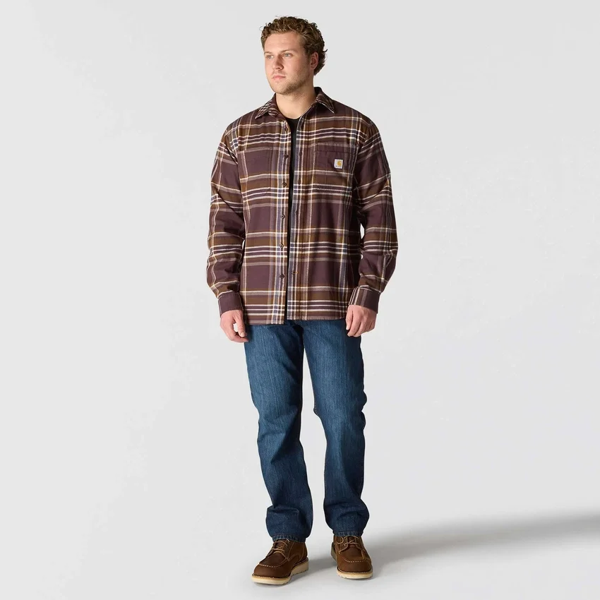 Camisa xadrez de manguitos longos em flanela de peso médio, com corte descontraído Rugged Flex™