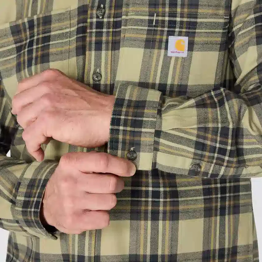 Camisa xadrez de manguitos longos em flanela de peso médio, com corte descontraído Rugged Flex™