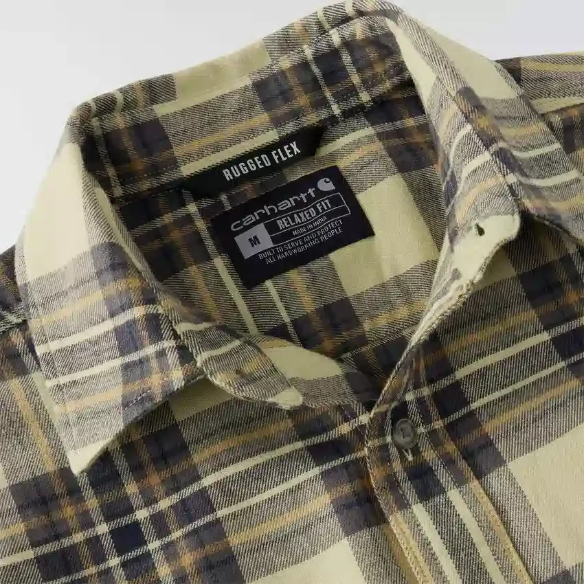 Camisa xadrez de manguitos longos em flanela de peso médio, com corte descontraído Rugged Flex™