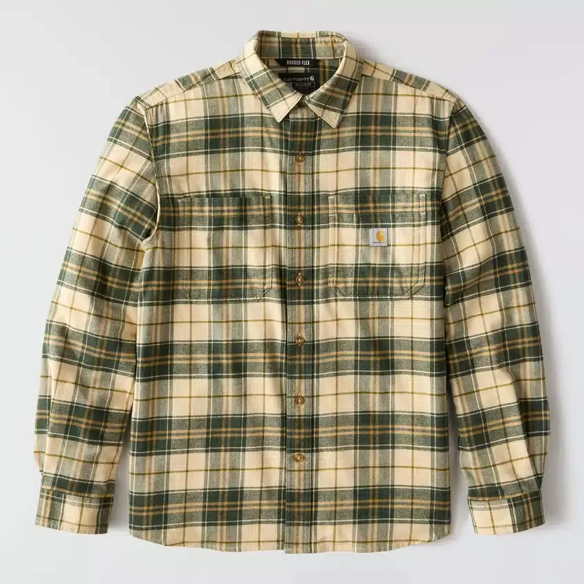 Camisa xadrez de manguitos longos em flanela de peso médio, com corte descontraído Rugged Flex™