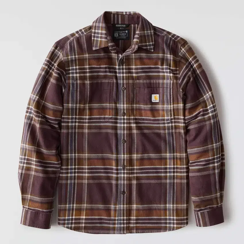 Camisa xadrez de manguitos longos em flanela de peso médio, com corte descontraído Rugged Flex™