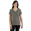 Camisas de gola em V para mulher, em Tencel, de corte descontraído, leve e respirável