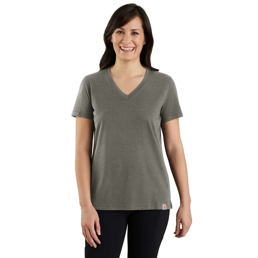 Camisas de gola em V para mulher, em Tencel, de corte descontraído, leve e respirável