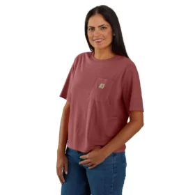 Camisas de gola redonda, corte largo e leve, com bolso, em Tencel