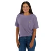 Camisas de gola redonda, corte largo e leve, com bolso, em Tencel
