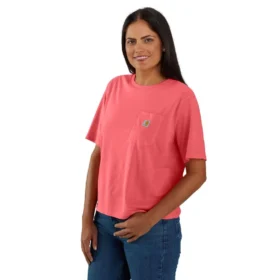 Camisas de gola redonda, corte largo e leve, com bolso, em Tencel