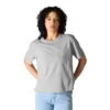 Camisas de gola redonda, corte largo e leve, com bolso, em Tencel