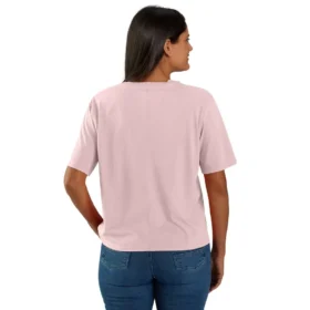 Camisas de gola redonda, corte largo e leve, com bolso, em Tencel