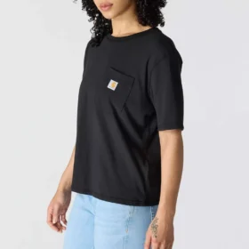 Camisas de gola redonda, corte largo e leve, com bolso, em Tencel