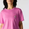 Camisas de gola redonda, corte largo e leve, com bolso, em Tencel