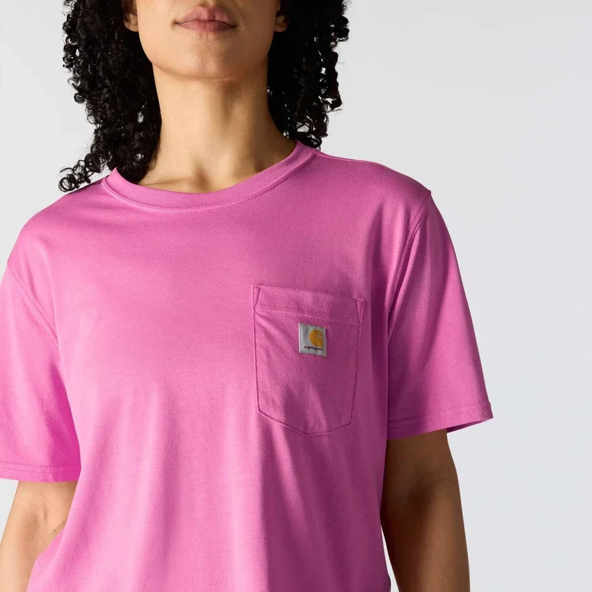 Camisas de gola redonda, corte largo e leve, com bolso, em Tencel