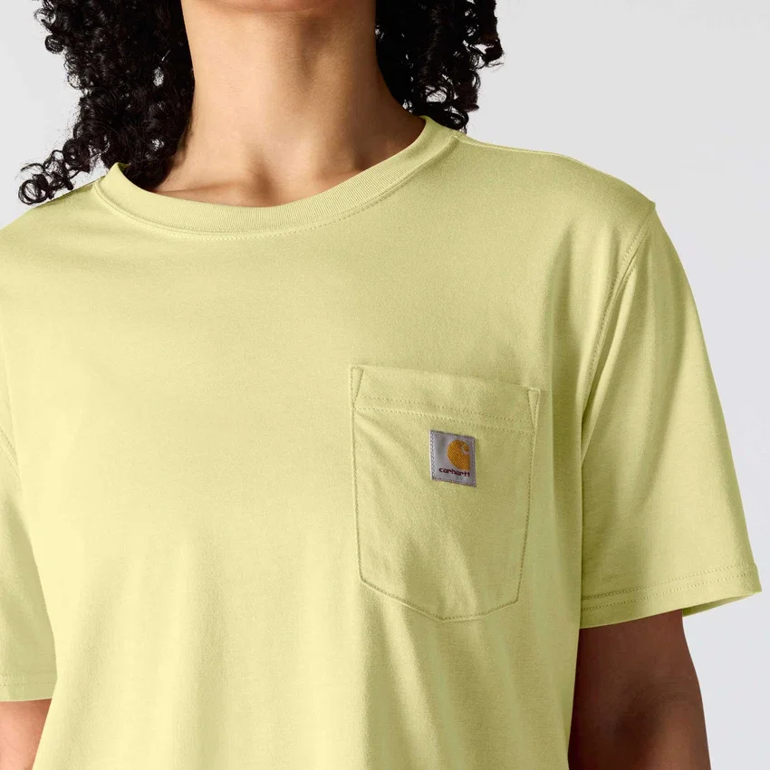 Camisas de gola redonda, corte largo e leve, com bolso, em Tencel