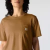 Camisas de gola redonda, corte largo e leve, com bolso, em Tencel