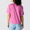 Camisas de gola redonda, corte largo e leve, com bolso, em Tencel