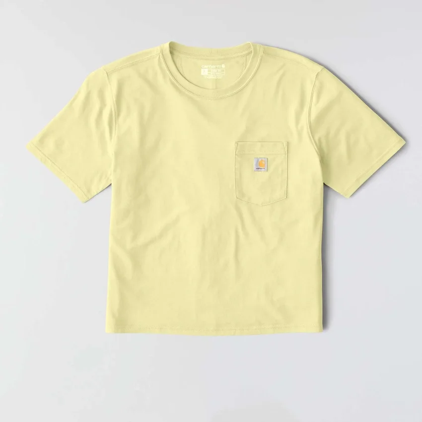 Camisas de gola redonda, corte largo e leve, com bolso, em Tencel