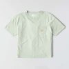 Camisas de gola redonda, corte largo e leve, com bolso, em Tencel