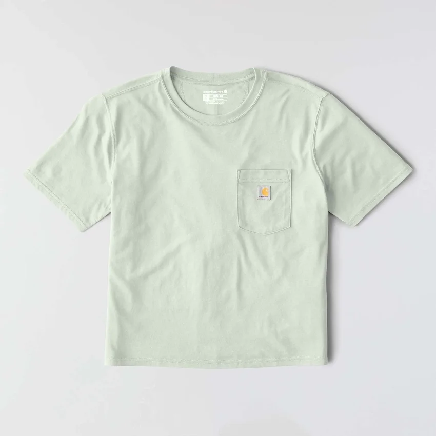 Camisas de gola redonda, corte largo e leve, com bolso, em Tencel