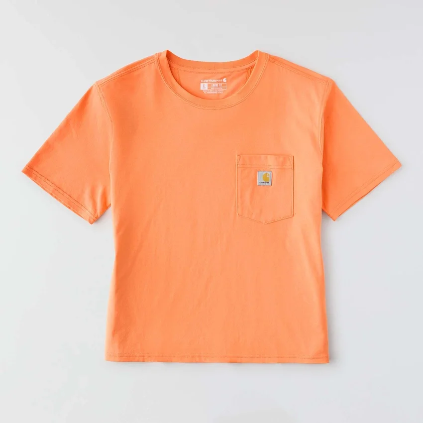 Camisas de gola redonda, corte largo e leve, com bolso, em Tencel