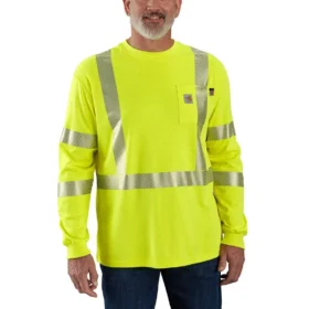 Camisas de manga comprida de alta visibilidade Force para homem, corte largo, Classe 3