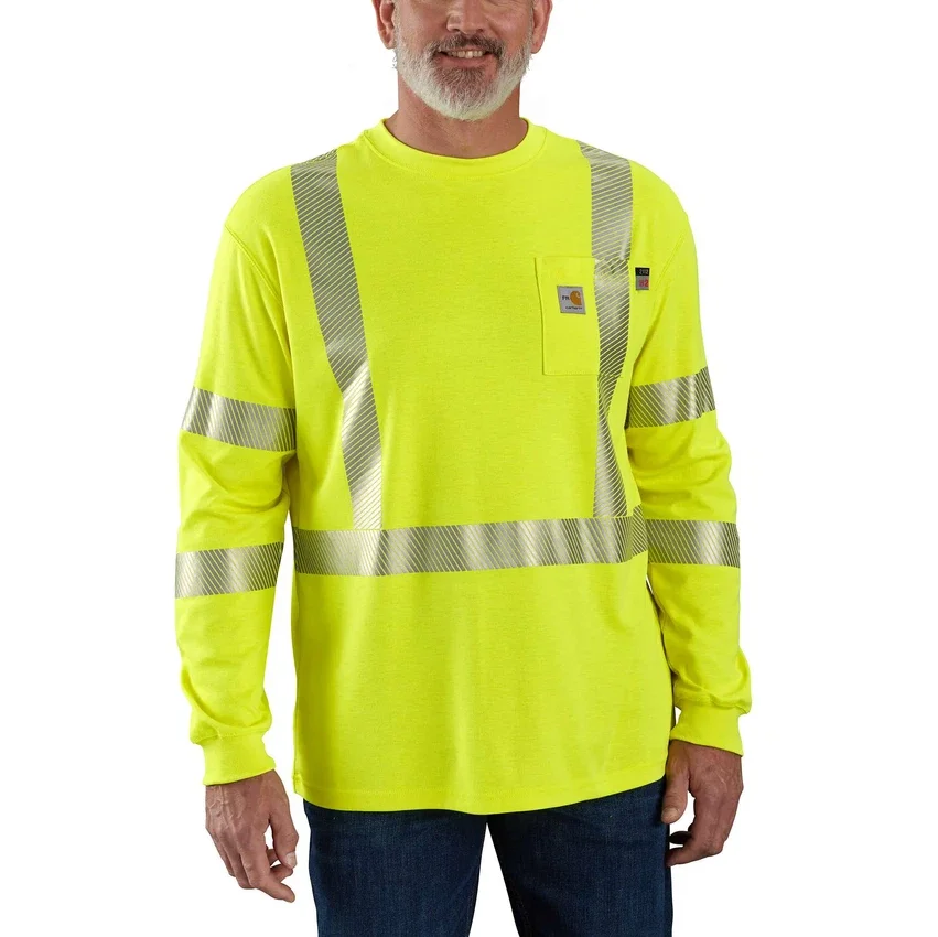 Camisas de manga comprida de alta visibilidade Force para homem, corte largo, Classe 3
