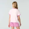 Camisas de manga curta com gola em anel para meninas (crianças/bebés)
