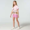 Camisas de manga curta com gola em anel para meninas (crianças/bebés)
