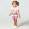Camisas de manga curta com gola em anel para meninas (crianças/bebés)