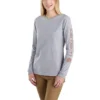 Camisas femininas Dearborn de corte largo, com manguitos compridos e peso pesado, com logótipo