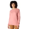 Camisas femininas Dearborn de corte largo, com manguitos compridos e peso pesado, com logótipo