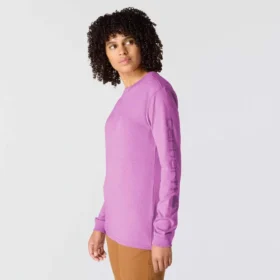 Camisas femininas Dearborn de corte largo, com manguitos compridos e peso pesado, com logótipo