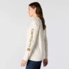 Camisas femininas Dearborn de corte largo, com manguitos compridos e peso pesado, com logótipo