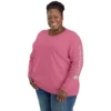 Camisas femininas Dearborn de corte largo, com manguitos compridos e peso pesado, com logótipo